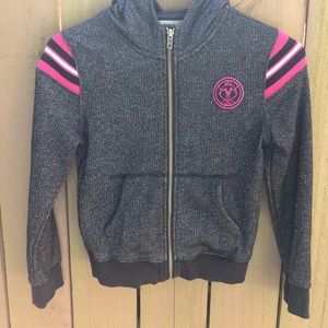 True Religion Black Shimmery Zip-Up Hoodie (Small)